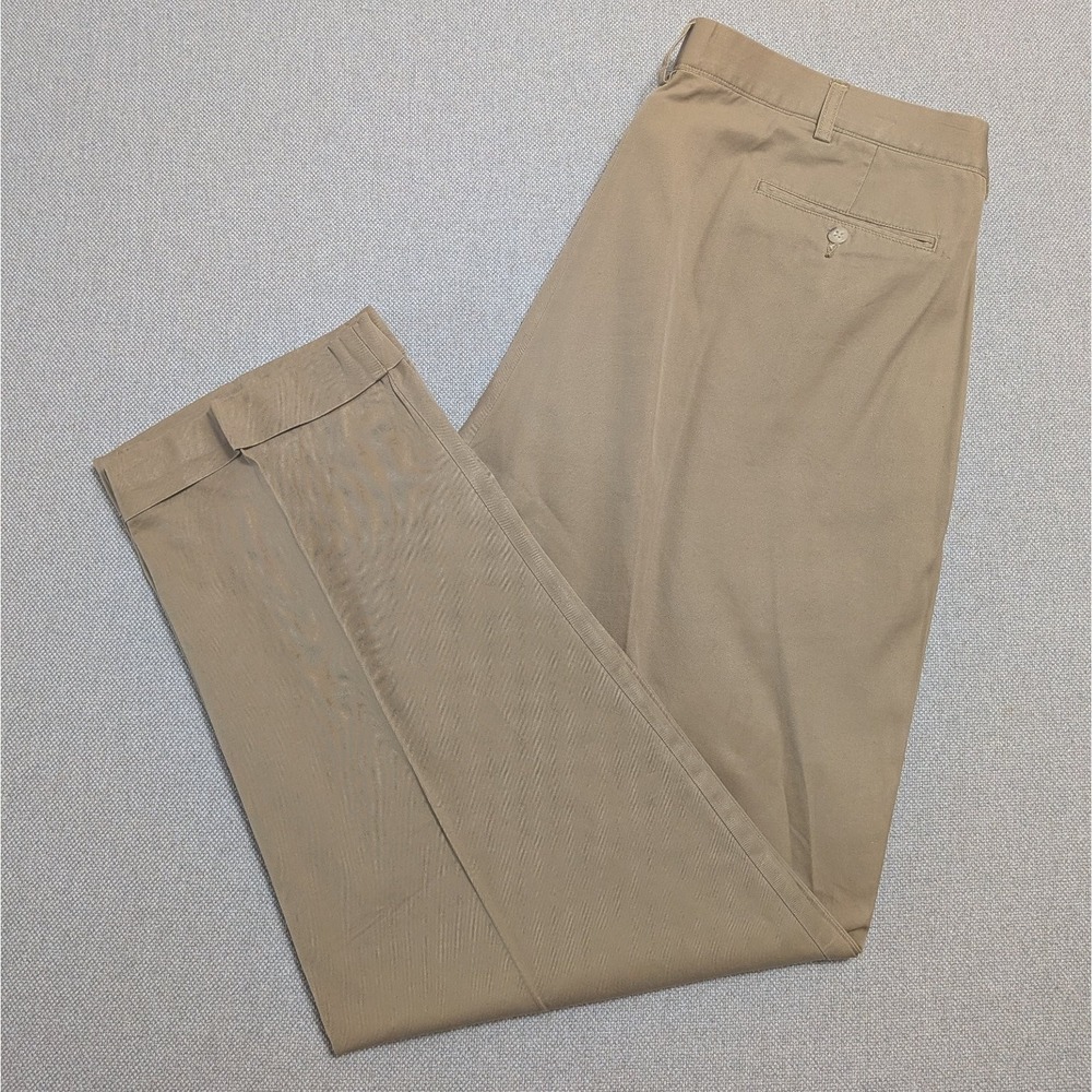 Polo Ralph Lauren Men's Khaki Pleated Cuffed Cotton Chino Pants 40x32